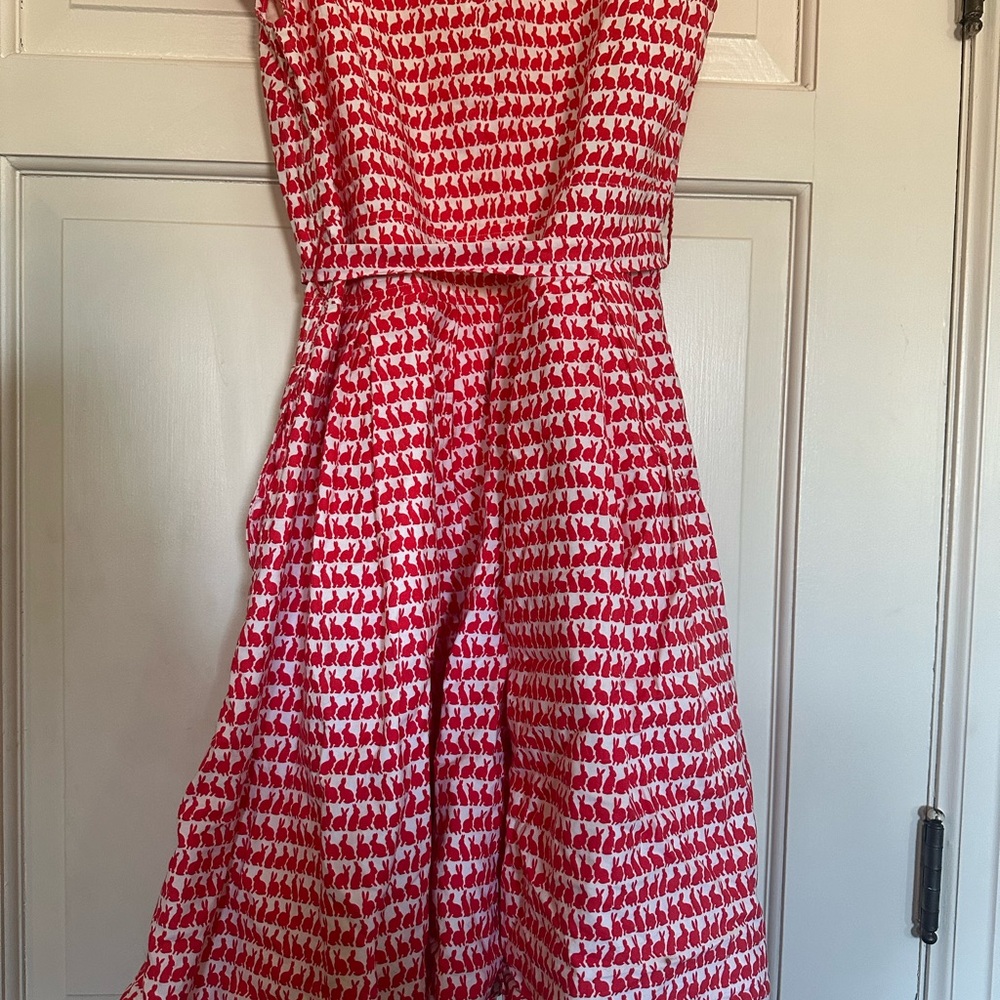 Cute Red and White bunny  Patterned Dress - Picture 2 of 3